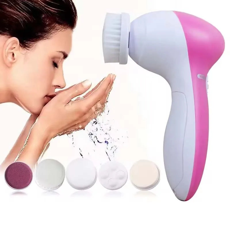 5 em 1 Escova e Massageador Facial Multifunção - Cuidado Suave para a Pele
