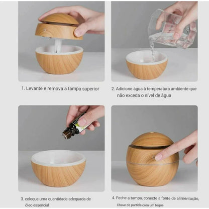 Mini Umidificador de Ar e Aromatizador de Ambientes Tipo Madeira - Melhor Opção