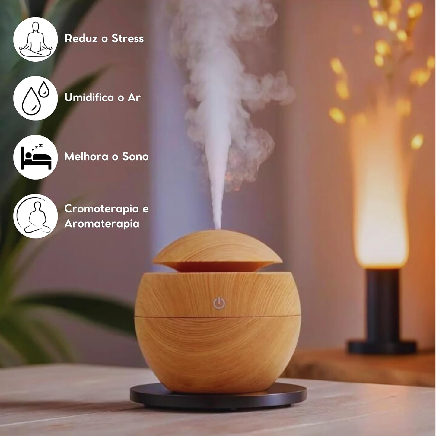 Mini Umidificador de Ar e Aromatizador de Ambientes Tipo Madeira - Melhor Opção