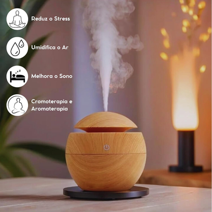 Mini Umidificador de Ar e Aromatizador de Ambientes Tipo Madeira - Melhor Opção